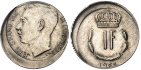 Luxembourg

Jean (1964-2000)

Franc en argent - 1965

Frappe décalée - Rarissime.

Légèrement nettoyé.

3.89g - KM 55

Superbe - PCGS AU D...