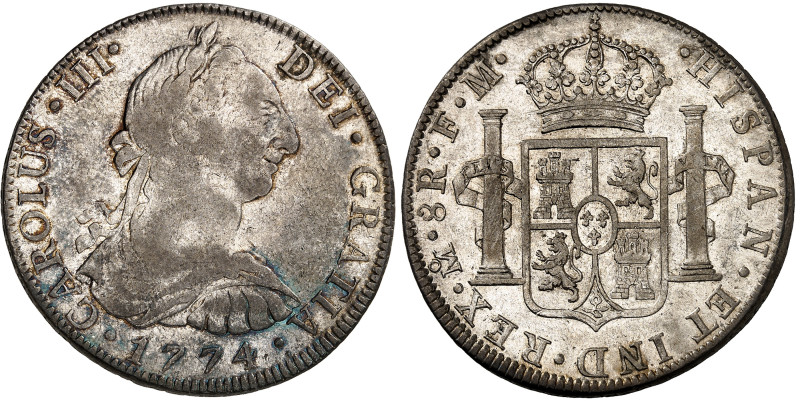 Mexique

Charles III (1759-1788)

8 réales en argent - 1774 FM Mexico

26....