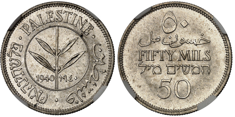 Palestine

50 mils en argent – 1940

 Magnifique exemplaire.

 Rare.

 5...