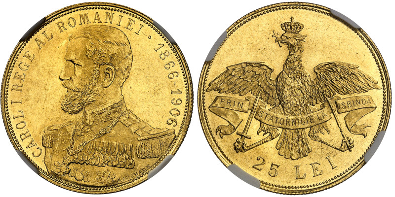 Roumanie

Charles Ier (1866-1914)

25 lei en or - 1906 Bruxelles

Frappé p...