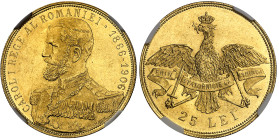 Roumanie

Charles Ier (1866-1914)

25 lei en or - 1906 Bruxelles

Frappé pour célébrer le 40ème anniversaire du règne.

 Très rare dans cette ...