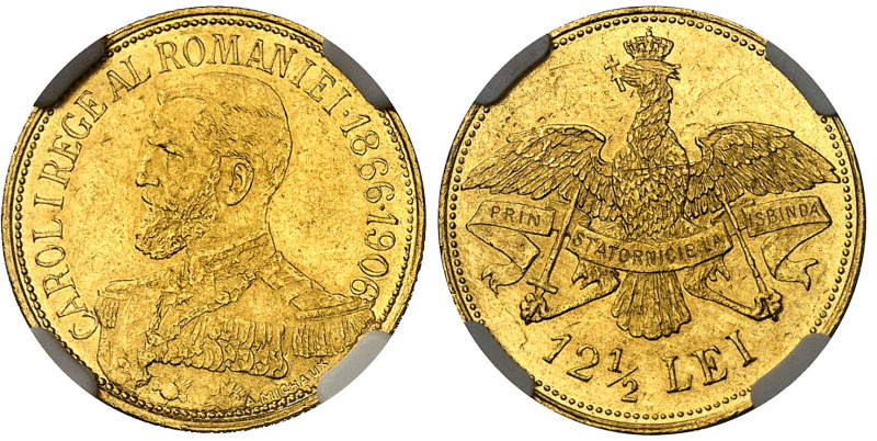 Roumanie

Charles Ier (1866-1914)

12.5 lei en or - 1906 Bruxelles

Frappé...