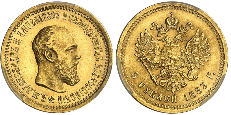 Russie

Alexandre III (1881-1894) 

5 roubles en or - 1889

Magnifique exe...