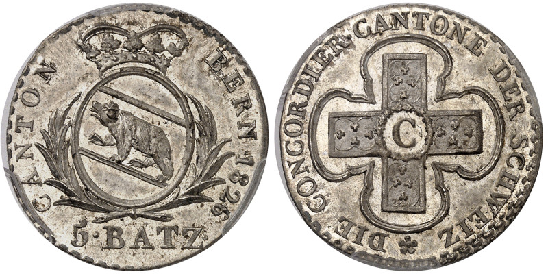 Suisse - Berne

5 batzen en billon - 1826

Magnifique exemplaire.

Très ra...