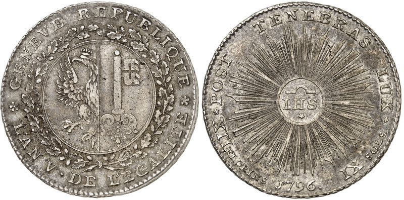 Suisse - Genève

Taler en argent (12 florins, 9 sols) - 1796 

 Bel exemplai...