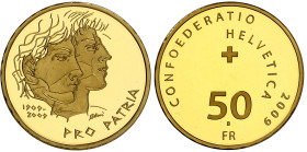 suisse

Confédération Helvétique (1848 à nos jours)

Épreuve sur flan bruni du 50 francs en or - 2009

Commémore le 100ème anniversaire de Pro P...