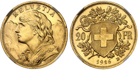 Suisse

Confédération Helvétique (1848 à nos jours)

20 francs en or - 1926 B Berne

Rare et magnifique exemplaire.

6.45g - HMZ 2-1195 x - KM...