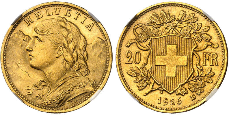 Suisse

Confédération Helvétique (1848 à nos jours)

20 francs en or - 1926 ...