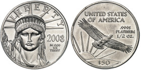 USA

République fédérale (1789 à nos jours)

 50 dollars en platine – 2008

 Magnifique exemplaire.

 15.55g - KM 436

 FDC Exceptionnel – P...