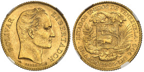 Venezuela

République (1823 à nos jours)

20 bolivares en or - 1905

Magnifique exemplaire.

Le plus haut grade.

6.45g - KM 32 - Fr. 5c

...