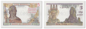 Inde Française

Spécimen du 5 Roupies 



ND (1946) 

"SPÉCIMEN" par perforation.

Très Rare - D'une qualité remarquable. 

Pick 5bs - Kol...