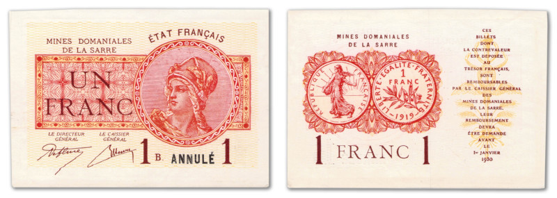 France

Sarre - Mines Domaniales de la Sarre

Épreuve du 1 Franc Annulé

...