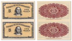 Guadeloupe

Planche de deux épreuves de 5 Francs 



ND (1942) - Sans alphabet - Sans numérotation - Sans signatures 

Rarissime et d'une qual...