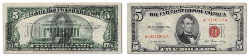 USA

5 Dollars 1953

 Série A / N°18190242A

Erreur d'impression au verso....