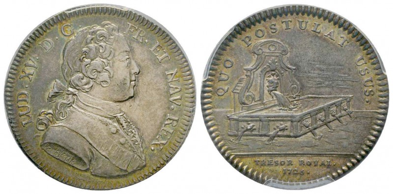 France, Jeton, 1726, 7.53 g. AG.
Avers: LUD. XV. D. G. FR. ET. NAV. REX
Revers: ...