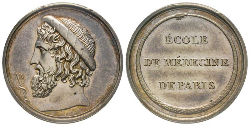France, Jeton, 1805, 11.73 g. AG.
Avers: Tête à gauche
Revers: ECOLE DE MÉDECINE...