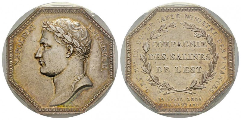 France, Jeton, 1806, 14.79 g. AG.
Avers: NAPOLEON EMPEREUR
Revers: COMPAGNIE DES...