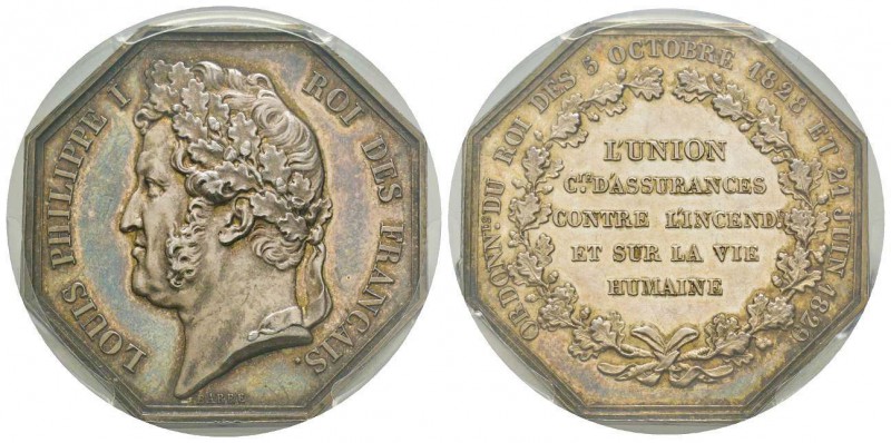 France, Jeton, 1829, 23.09 g. AG. Poinçon Lampe
Avers: LOUIS PHILIPPE I ROI DES ...