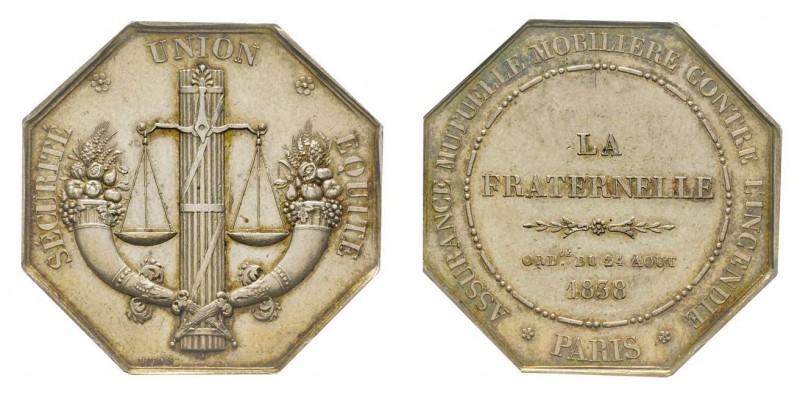 France, Jeton, 1838, 19.04 g. AG. Poinçon Proue
Avers: SECURITÉ UNION EQUITÉ
Rev...