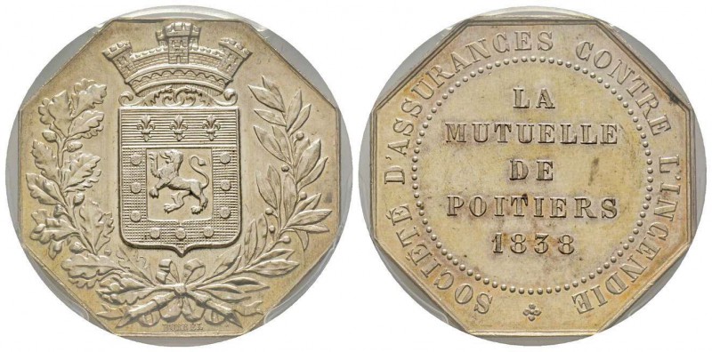 France, Jeton, 1838, 19.74 g. AG. Poinçon Corne
Avers: Écu couronné
Revers: LA M...