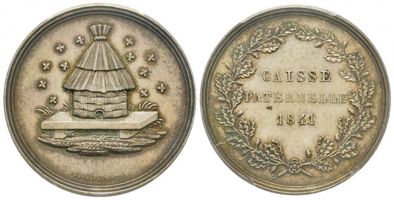 France, Jeton, 1841, 16 g. AG. Poinçon Abeille
Avers: Des abeilles autour d'une ...