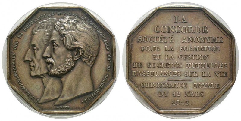 France, Jeton, 1842, 7.73 g. AG. poinçon Proue
Avers: A.P.LA ROCHEFOUCAULD DUC D...