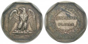 France, Jeton, 1843, 20.47 g. AG. Poinçon Corne
Avers: Un aigle, signé CRABBE .
Revers: COMPAGNIE L'AIGLE. ASSURANCES CONTRE L'INCENDIE 18 MAI 1843 .
...