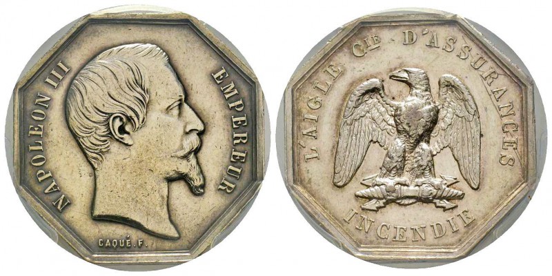 France, Jeton, ND , 15.47 g. AG. Poinçon Abeille
Avers: NAPOLEON III EMPEREUR
Re...