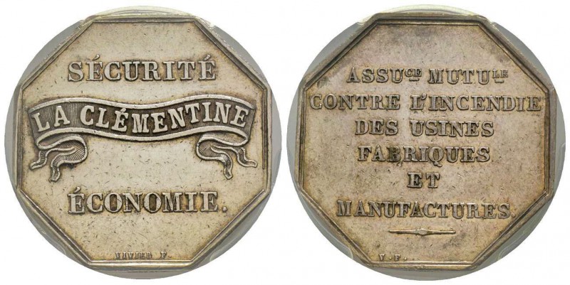 France, Jeton, ND , 15.17 g. AG. Poinçon Main
Avers: LA CLEMENTINE - SECURITE - ...