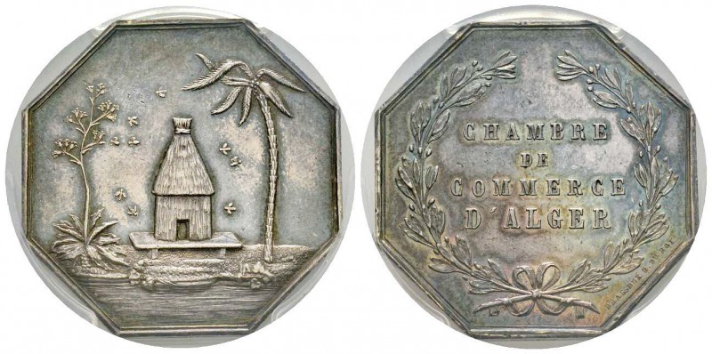 Algérie, Jeton, ND, Chambre de commerce d'Alge, (1845-1860), 18.96 g. AG. Poinço...