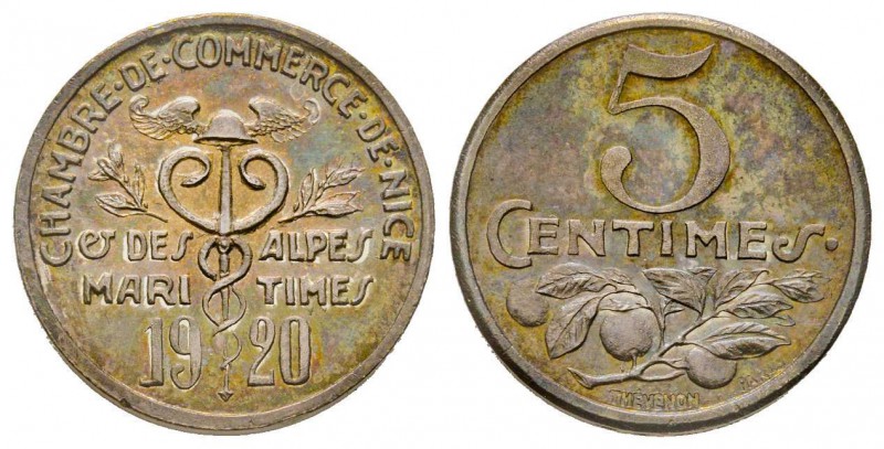 Monnaie de nécessité française, Chambre de commerce de Nice, AG 3.70 g.
Avers: C...