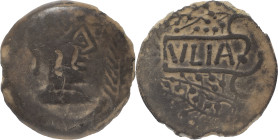 Ancient Hispania
Ulia, Montemayor (Córdoba). AE As 14.09 g. 50 BC. Anv.: Female head right, ear of corn in front. Rev.: Vine branches with straighter ...