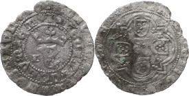 Portugal
D. João I (1385-1433)
Real Branco de Lisboa
Visivelmente com um teor de prata elevado, possível real de 10 reais brancos, coroa visivelmente ...
