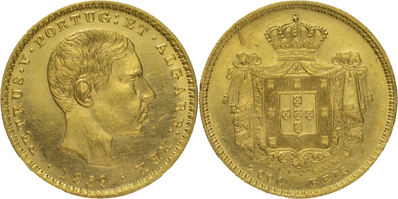 Portugal
D. Pedro V (1853-1861)
2000 réis Lisboa 1859
AG: 11.02 3.55g
BELA