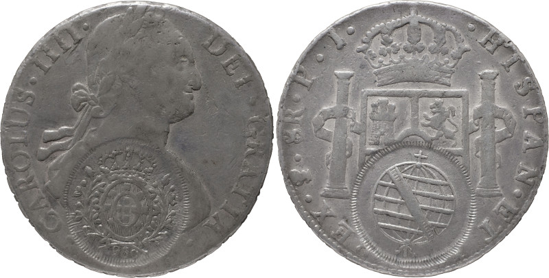 Brazil
D. João P.R. - Carimbo 960 réis 1809
Sobre 8 reales de Carlos IV Potosi
A...