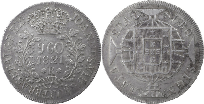 Brazil
D. João VI - 960 Réis Rio de Janeiro 1821, 9 frutos no galho direito.
Rec...