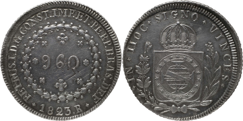 Brazil - Império
D. Pedro I - 960 Réis Rio de Janeiro 1823
Recunhada sobre 8 rea...