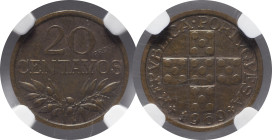 Moedas certificadas
Portugal República Prova 20 centavos 1969
NGC MS 63 BN