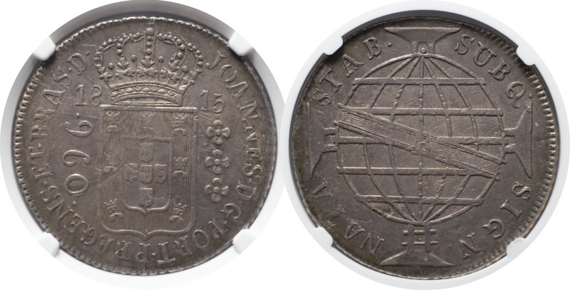 Moedas certificadas
Portugal Brazil 960 réis 1815R
NGC AU 58