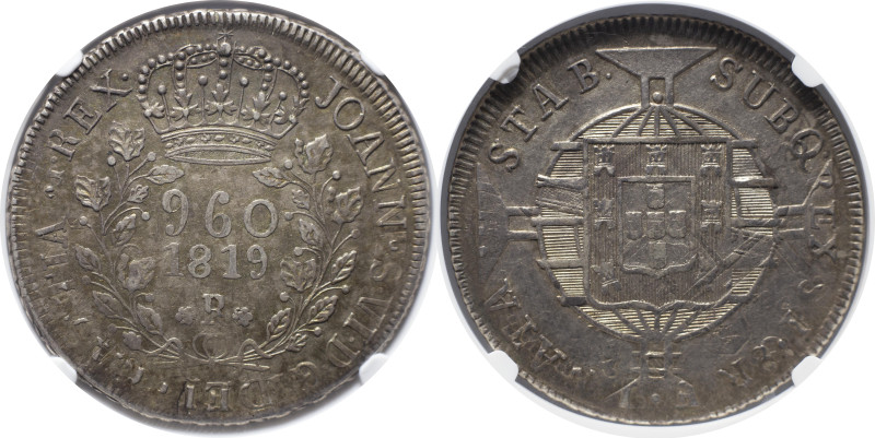 Moedas certificadas
Portugal Brazil 960 réis 1819R
NGC AU 58