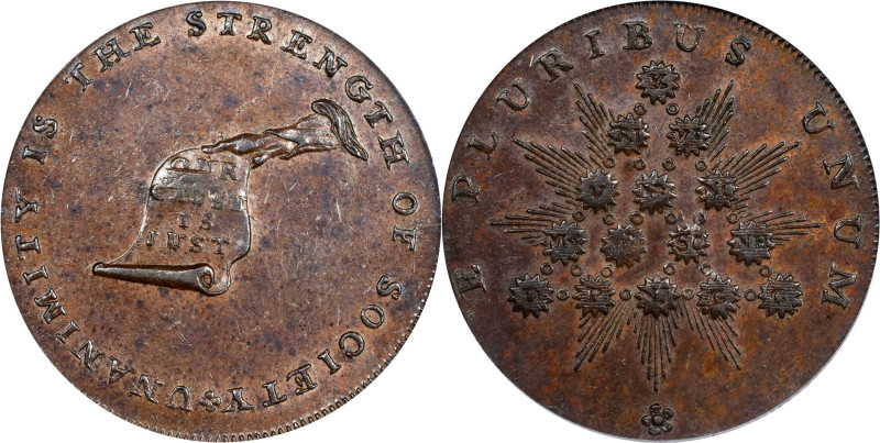 Undated (ca. 1793-1795) Kentucky Token. W-8800. Rarity-1. Copper. Plain Edge. MS...