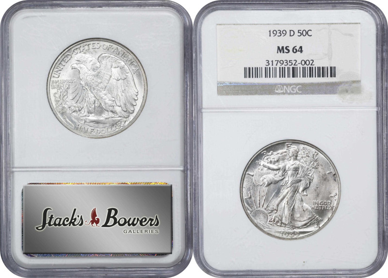 Lot of (2) 1939-Dated Walking Liberty Half Dollars. MS-64 (NGC).

Included are...