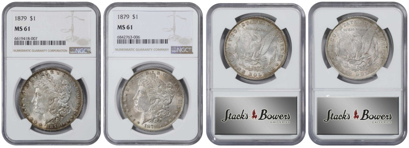 Lot of (2) 1879 Morgan Silver Dollars. MS-61 (NGC).

PCGS# 7084. NGC ID: 253S.