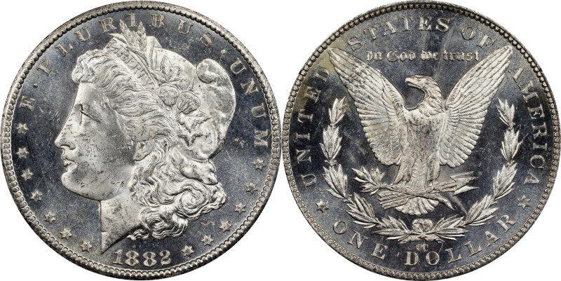 1882-CC GSA Morgan Silver Dollar. MS-63 DPL (NGC).

The original box and card ...