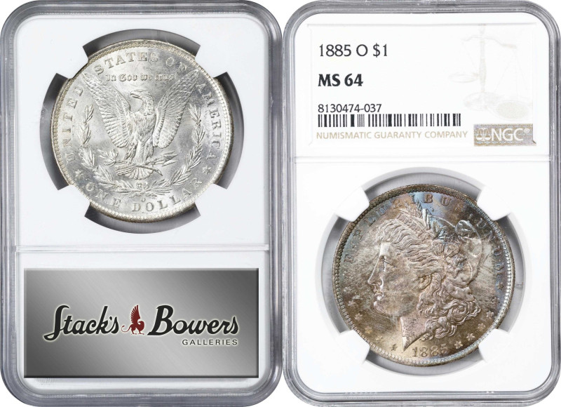 Lot of (4) 1885-O Morgan Silver Dollars. MS-64 (NGC).

PCGS# 7162. NGC ID: 254...