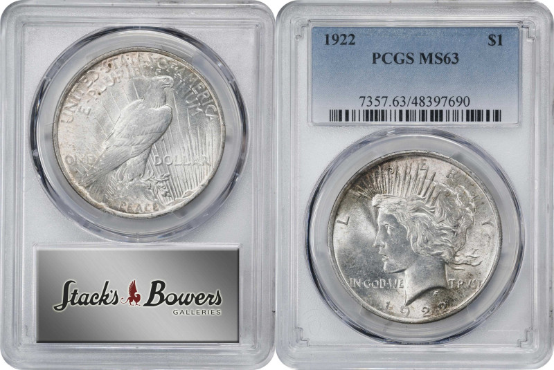 Lot of (10) 1922 Peace Silver Dollars. MS-63 (PCGS).

PCGS# 7357. NGC ID: 257C...