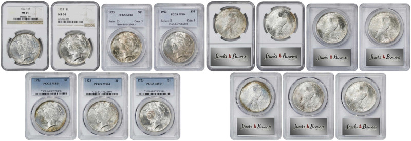 Lot of (7) 1923 Peace Silver Dollars. MS-64.

Included are: (5) PCGS; and (2) ...