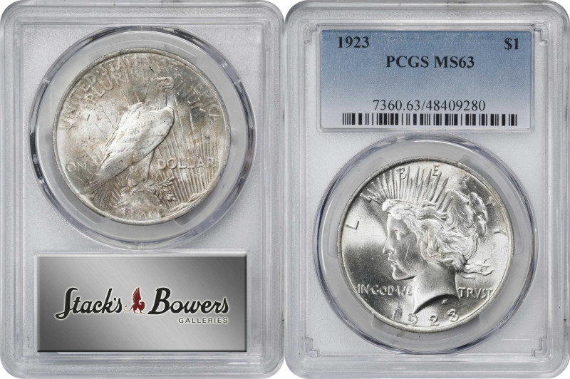 Lot of (10) 1923 Peace Silver Dollars. MS-63 (PCGS).

PCGS# 7360. NGC ID: 257F...