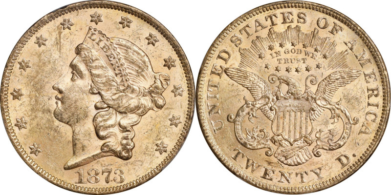 1873 Liberty Head Double Eagle. Open 3. FS-101. Doubled Die Obverse. MS-61 (PCGS...