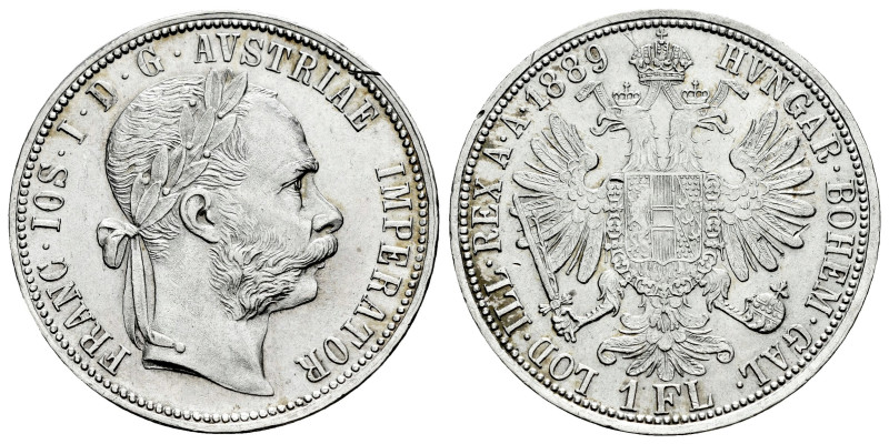 Austria. Franz Joseph I. 1 florin. 1889. (Km-2222). Ag. 12,36 g. Incision mark o...